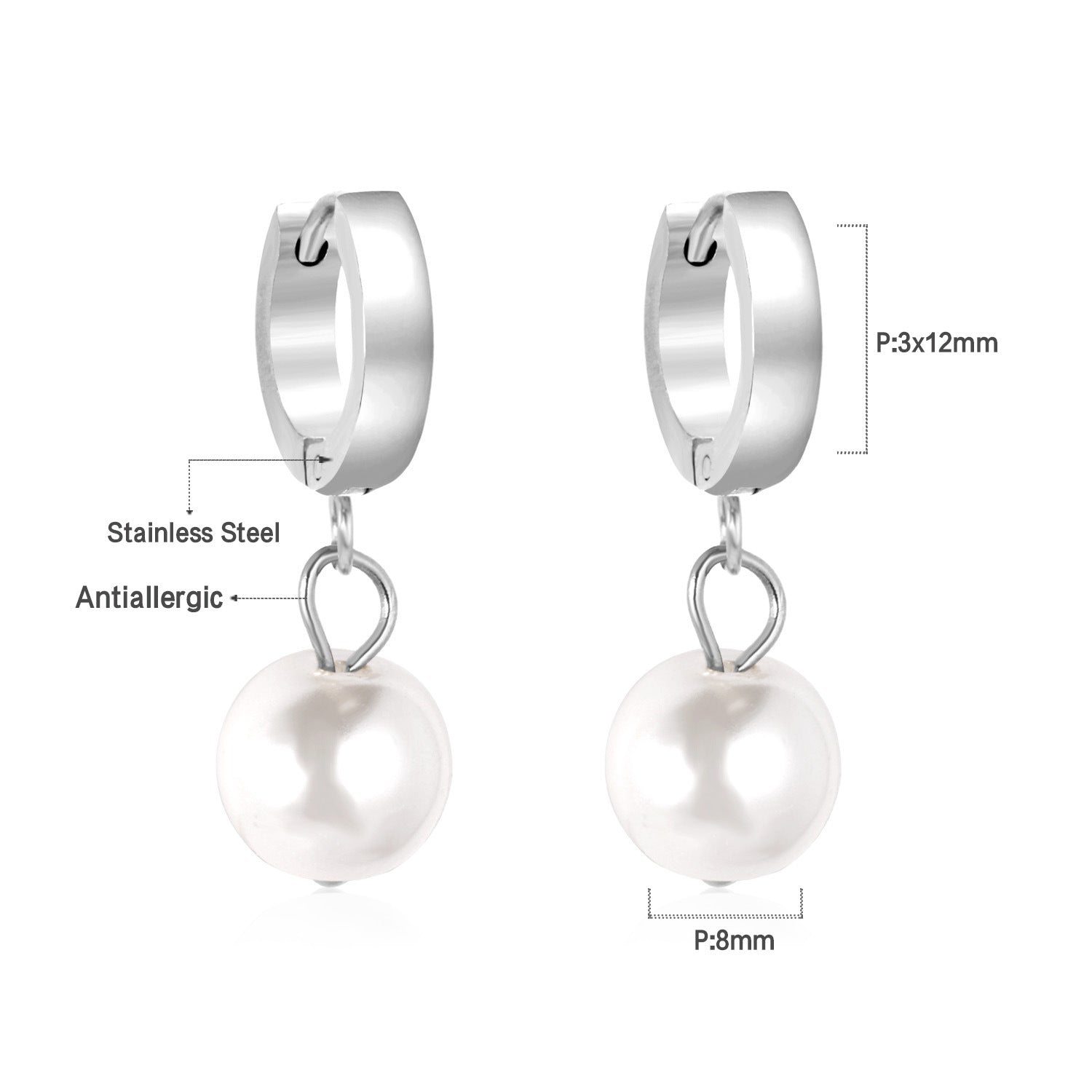 Pendientes De Perlas De Acero Inoxidable al por mayor